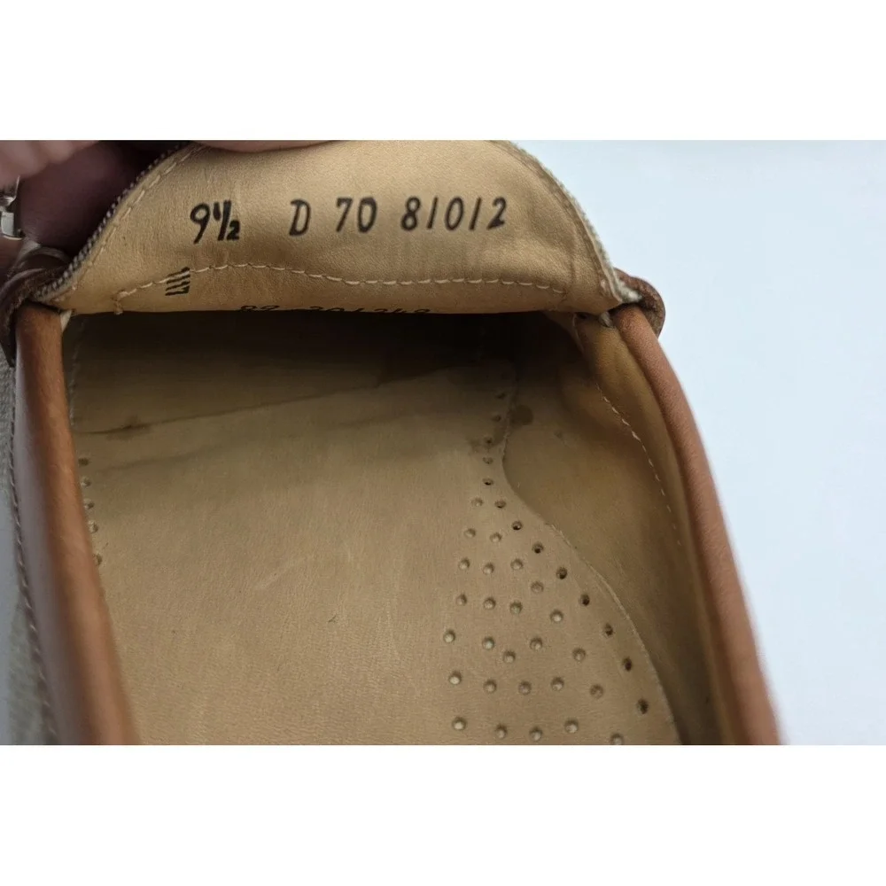 G.H. Bass Weejuns Larson Loafer Tan Beige Canvas Brown Leather Shoes 9.5 D Men's